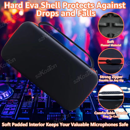 Portable Storage Bag Wireless Microphone Carrying Case Compatible with JBL Wireless Two Microphone System for Karaoke Microphone